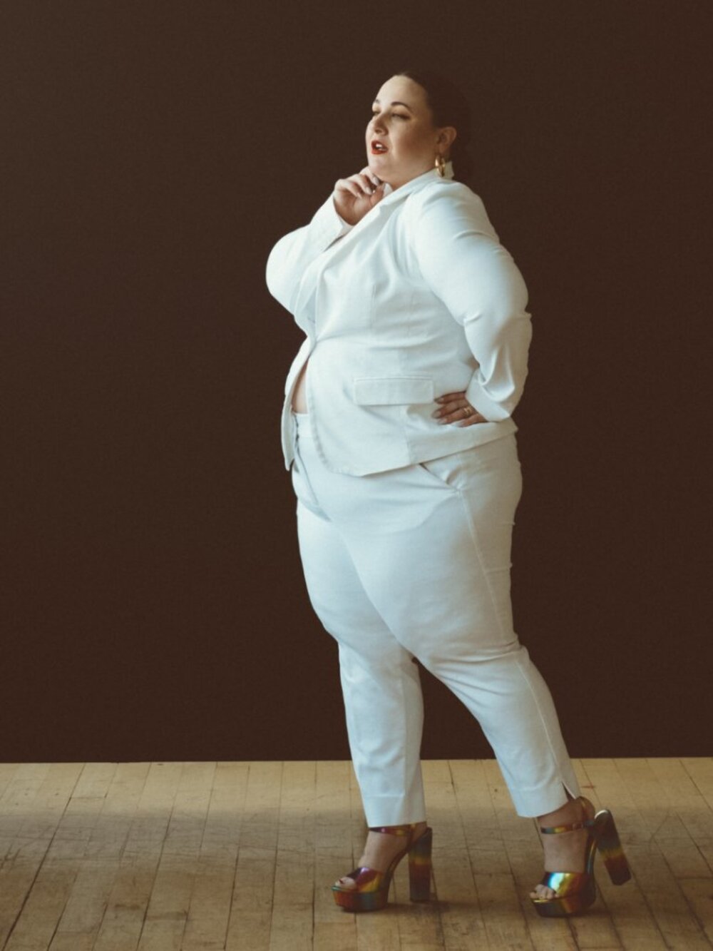 Lane Byrant Modernist Collection White Two Piece Suit Set